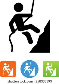 Person rappelling down a rock face icon