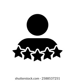 Person rating icon. Worker reputation with five star sign symbol