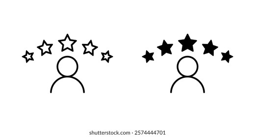 Person rating, review user icon. Default avatar with five star sign symbol