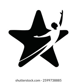Person reaching with star background
