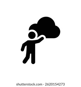 Person Reaching Towards Cloud Shaped Like a Goal Symbolizing Ambition