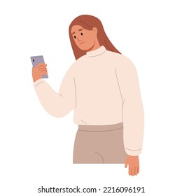 Person reading bad news in phone, negative content in internet. Upset from information from media.
