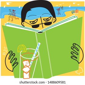 Person reading at the beach
