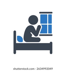 Person Reading Bed Icon Isolated On White Background