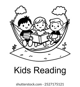 A person reading a book, drawing style icon 