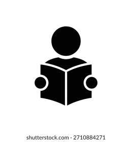 Person Reading a Book Education and Knowledge Depicted With Simple Black and White Icon