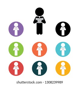 Person reading a book icon