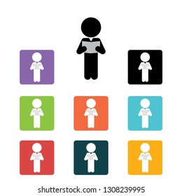 Person reading a book icon