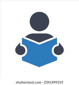 Person reading a book icon