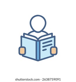 Person Reading Book Icon On White Background Illustration