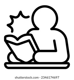 Person reading book line icon, children book day concept, man reading vector sign on white background, book in hands outline style mobile concept web design. Vector graphics.