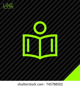 Person reading a book line vector icon