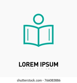 Person reading a book line vector icon