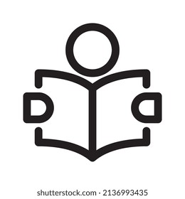 Person reading a book sign.Learning linear style pictogram.Line icon for education apps and websites.Vector graphics	