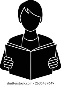 Person reading book silhouette vector illustration design
