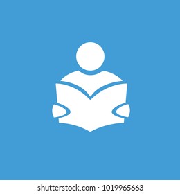 person reading a book vector icon blue background