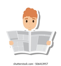 person reading the newspaper vector illustration design