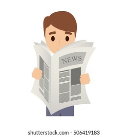 person reading the newspaper vector illustration design