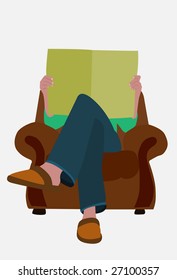 The person reads the newspaper. Vector. Without mesh.