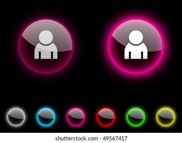 Person realistic icons. Empty buttons included.