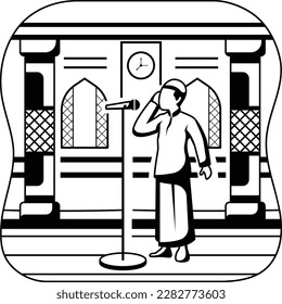 person recites the Adhan vector icon design, Ramazan and Eid al-Fitr Symbol, Islamic and Muslims fasting Sign, Arabic holidays celebration stock illustration, muezzin call to public prayer concept