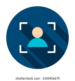 Person Recognition Circle Icon. Vector Illustration with Long Shadow. Business Item.