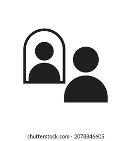 Reflejo de persona en una ilustración vectorial de diseño de icono de espejo