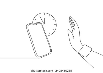 A person refuses to use a mobile phone for some time. A break from the Internet and social networks. World No Mobile Day. Images produced without the use of any form of AI software at any stage.  svg
