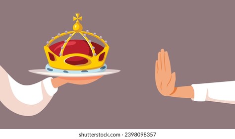 
Person Refusing Royal Crown and Title Vector Concept Illustration Design. Royal heir refusing noble title during coronation
