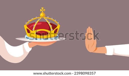 
Person Refusing Royal Crown and Title Vector Concept Illustration Design. Royal heir refusing noble title during coronation

