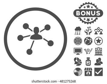 Person Relations icon with bonus. Vector illustration style is flat iconic symbols, gray color, white background.