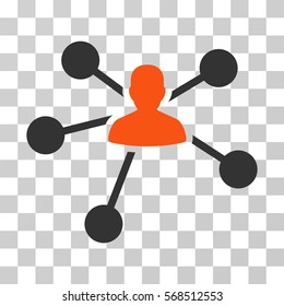 Icono de Relaciones personales. El estilo de ilustración vectorial es un símbolo bicolor icónico plano, color naranja y gris, fondo transparente. Diseñado para interfaces web y software.