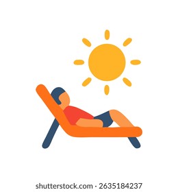 Person relaxes on a beach chair under a radiant sun