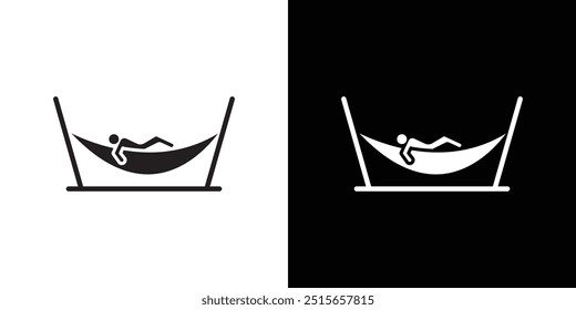 Person relaxing on hammock icon Thin line flat illustration