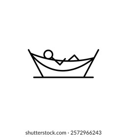 Person relaxing on hammock icon simple vector symbol