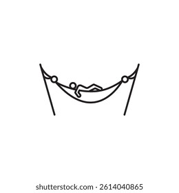 Person relaxing on hammock icon line art vector
