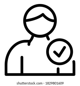 Icono de confiabilidad personal. Icono de vector de confiabilidad de persona de contorno para diseño web aislado en fondo blanco