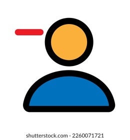 La persona elimina la línea de icono aislada en el fondo blanco. Icono delgado plano negro sobre el estilo de contorno moderno. Símbolo lineal y trazo editable. Ilustración vectorial de trazo simple y de píxel perfecto.