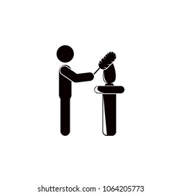 a person removes dust icon. Element of cleaning and cleaning tools illustration. Premium quality graphic design icon. Signs and symbols collection icon for websites, web design on white background