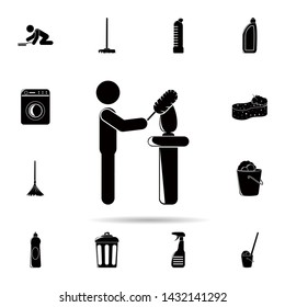 A person removes dust icon. Universal set of cleaners for website design and development, app development