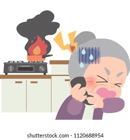 Person reporting Fire in the kitchen