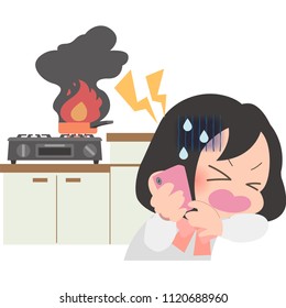 Person reporting Fire in the kitchen
