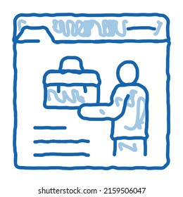 person resume information folder sketch icon vector. Hand drawn blue doodle line art person resume information folder sign. isolated symbol illustration