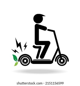 A person rides a mobility electric scooter energy saving concept black icon glyph illustration 
