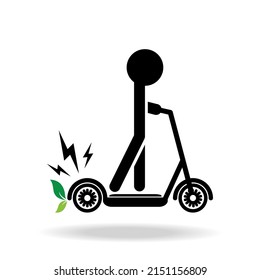 A person rides a mobility electric scooter energy saving concept black icon glyph illustration 