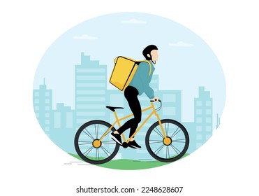 person riding a bicycle. delivery bicycle. vector illustration