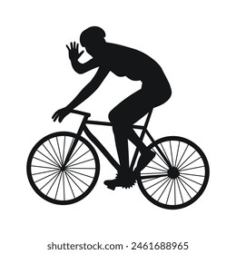 Person riding a bicycle silhouette, cyclist side view
