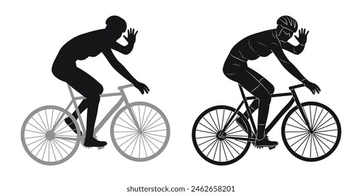 Person riding a bicycle silhouette, cyclist side view
