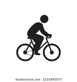 Person Riding Bicycle Silhouette, Flat Cycle Icon Vector illustration