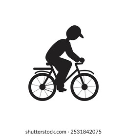 Person Riding Bicycle Silhouette, Flat Cycle Icon Vector illustration